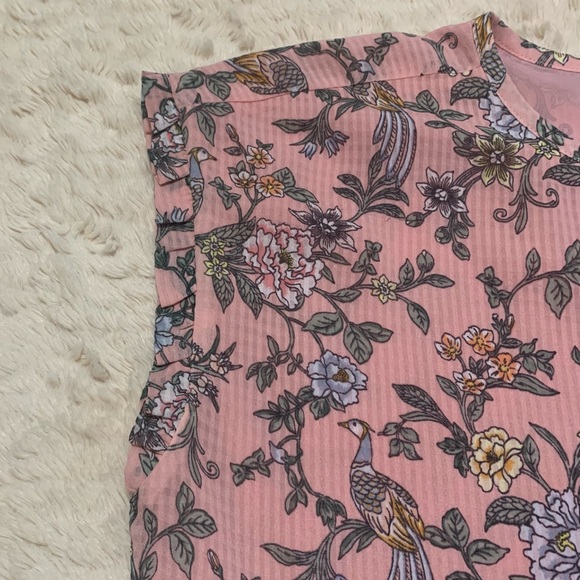 SOLD ✨ LOFT Floral Print w Peplum Hem Blouse Pink Multicolor - Size M - Picture 7 of 14